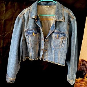 Pink crop denim jacket